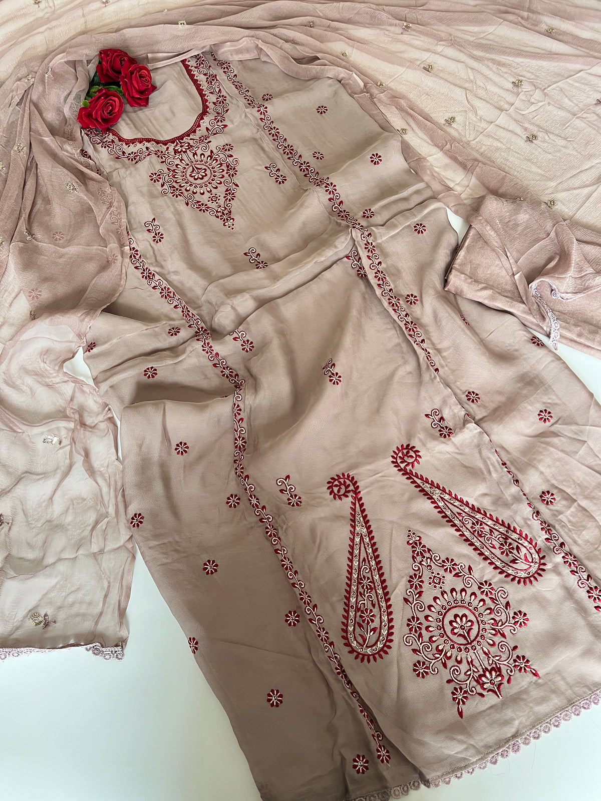 Laal Dhaga kurta embroidery Unstitched suit on Mouse color