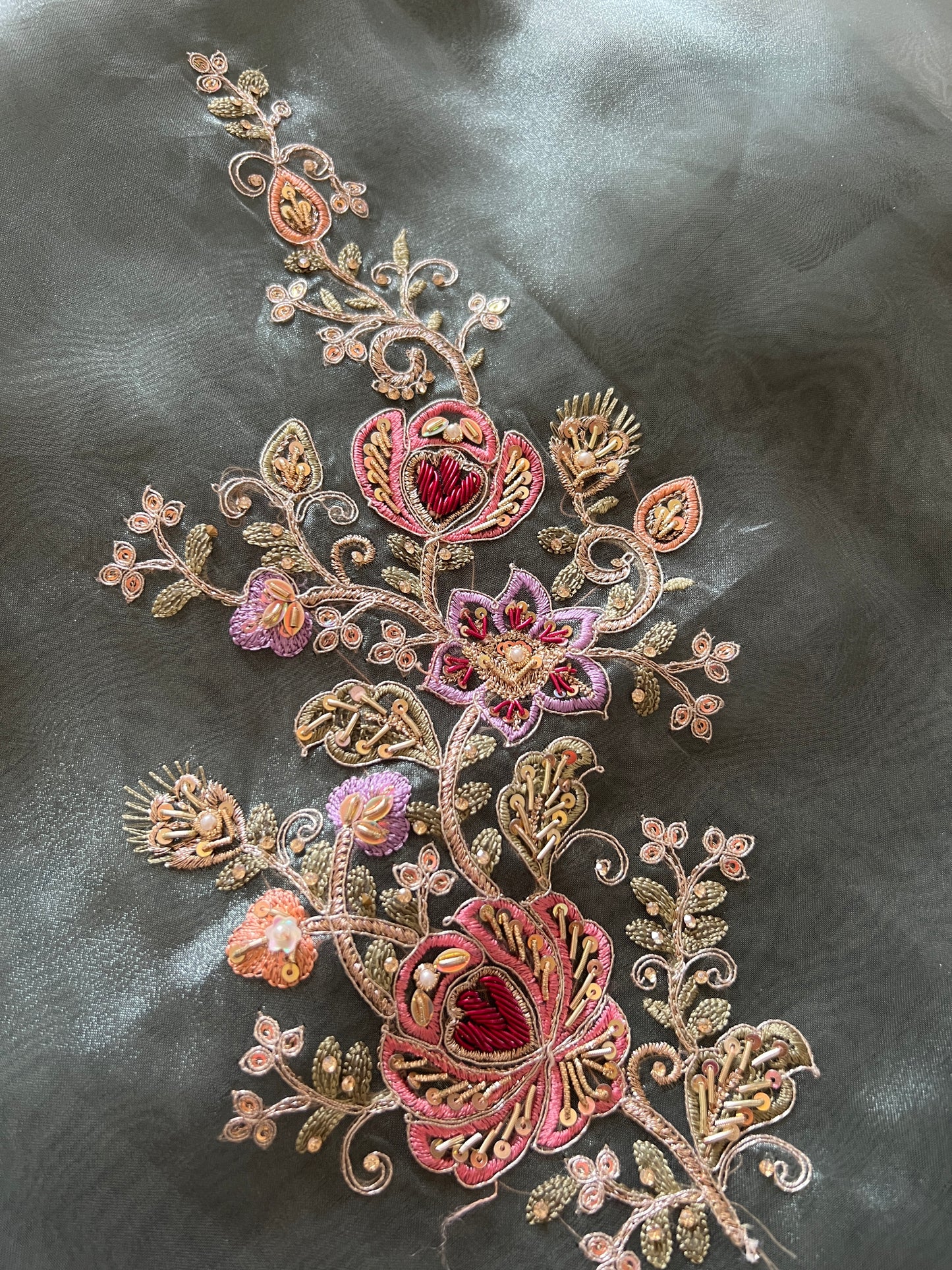 Tissue partywear embroidered suit set unstitched