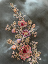 Tissue partywear embroidered suit set unstitched