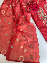 Mul chanderi full embroidery dupatta thread work unstitched suit