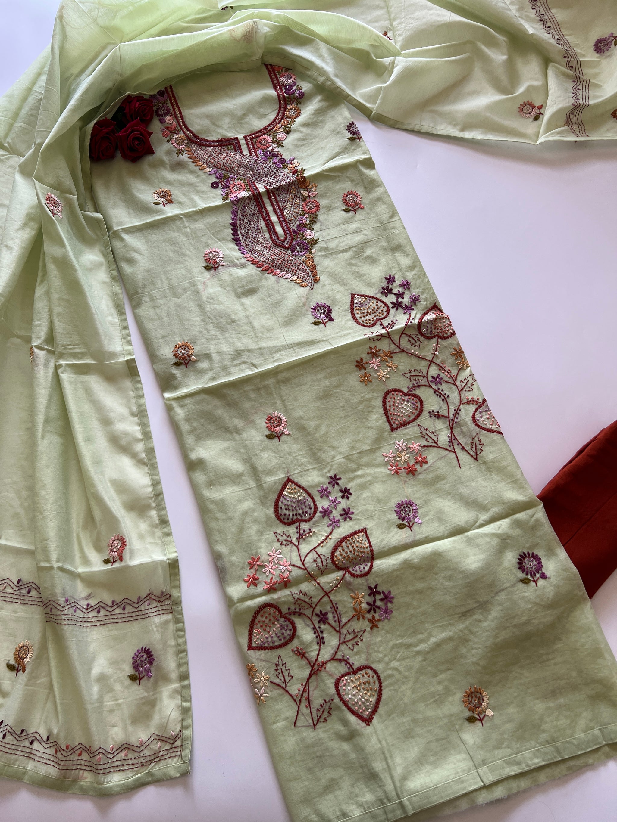 Knot embroidery Unstitched suit material
