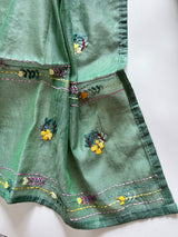 Green Knot embroidery Unstitched suit material 2 pc