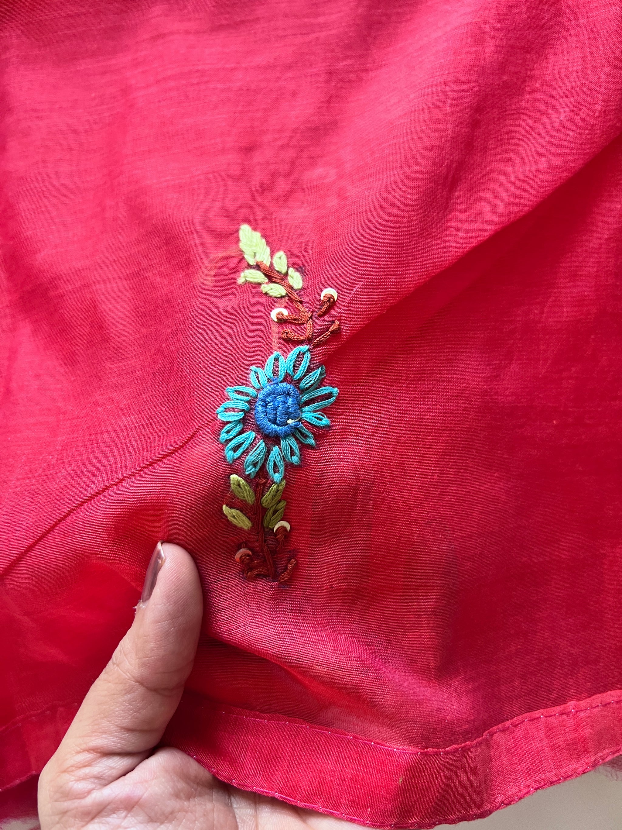 Knot embroidery Unstitched suit material 2 pc
