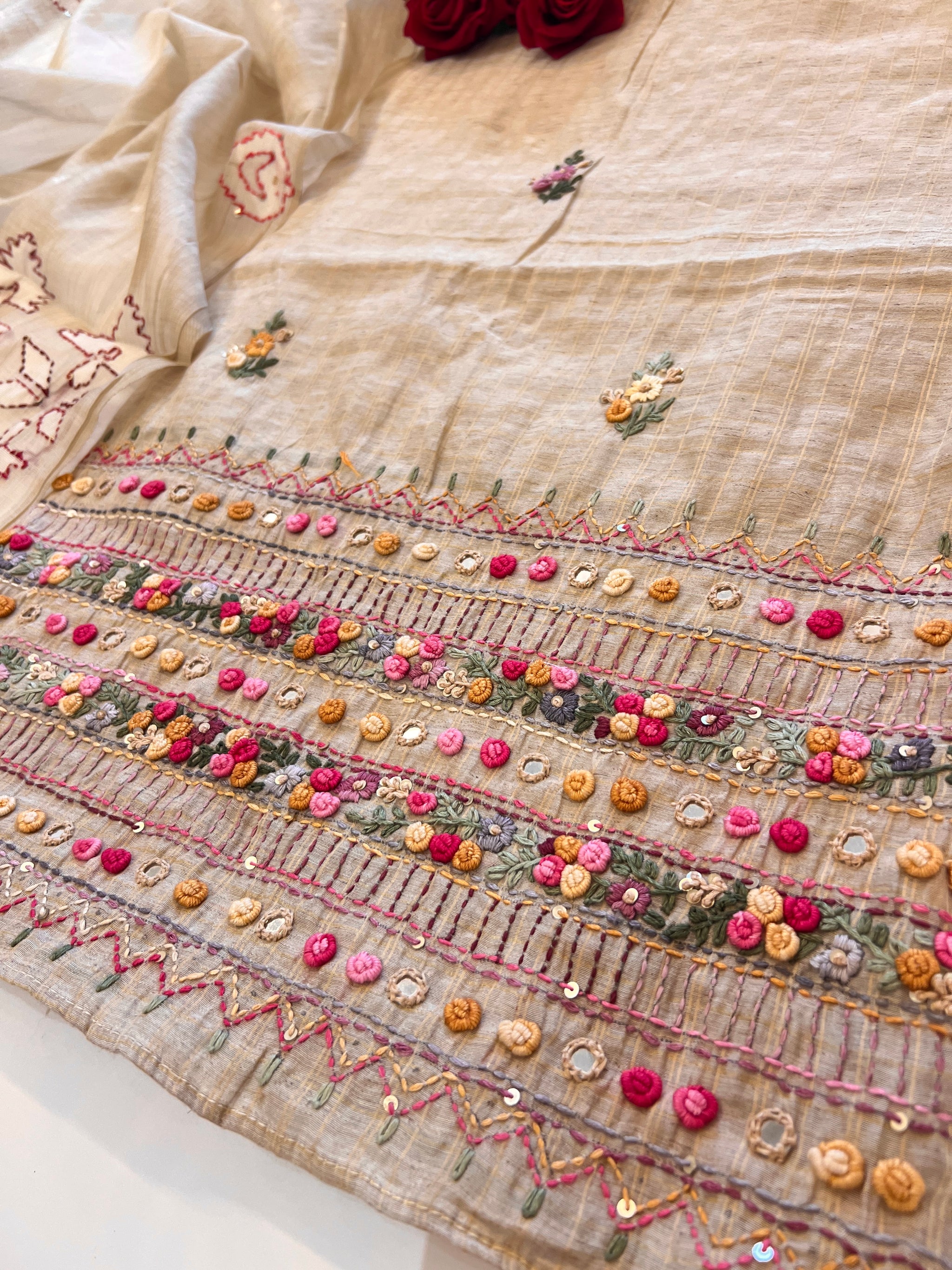 Khadi cotton knot embroidery Unstitched suit