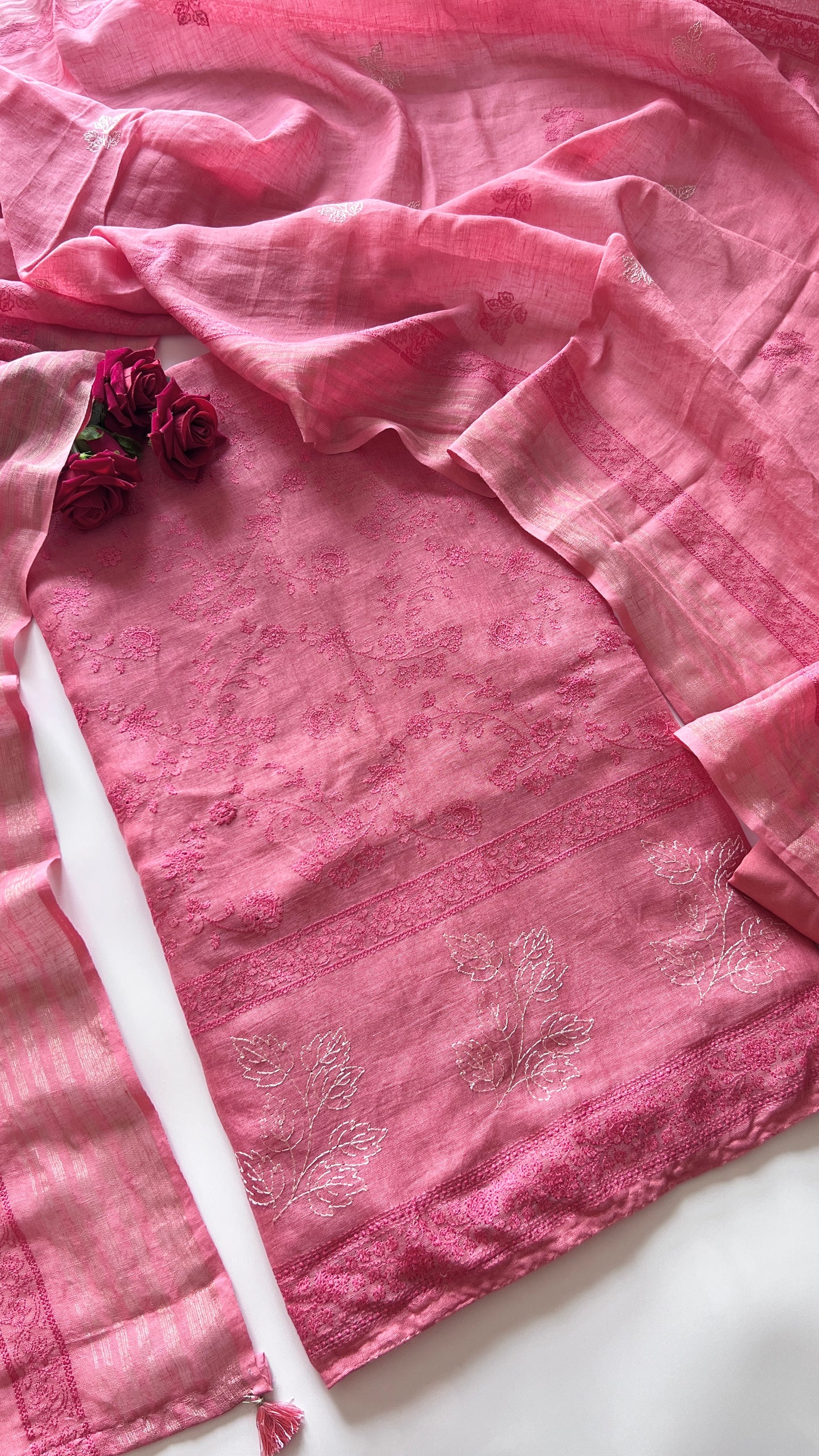 Pure Linen embroidered premium unstitched dress material