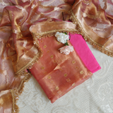 Pink Pure Silk Tissue Banarasi Suits