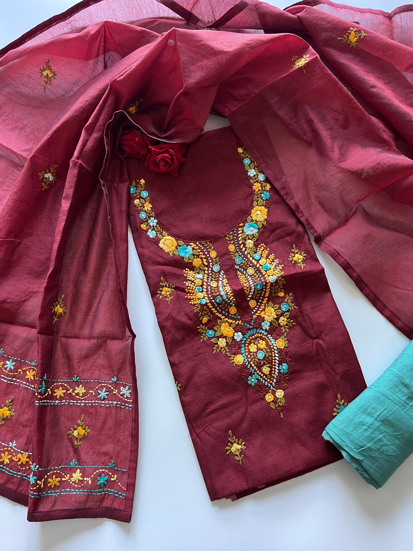 Knot embroidery Unstitched suit material