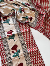 Original Handblock Ajrakh print on Modal fabric Unstitched suit set