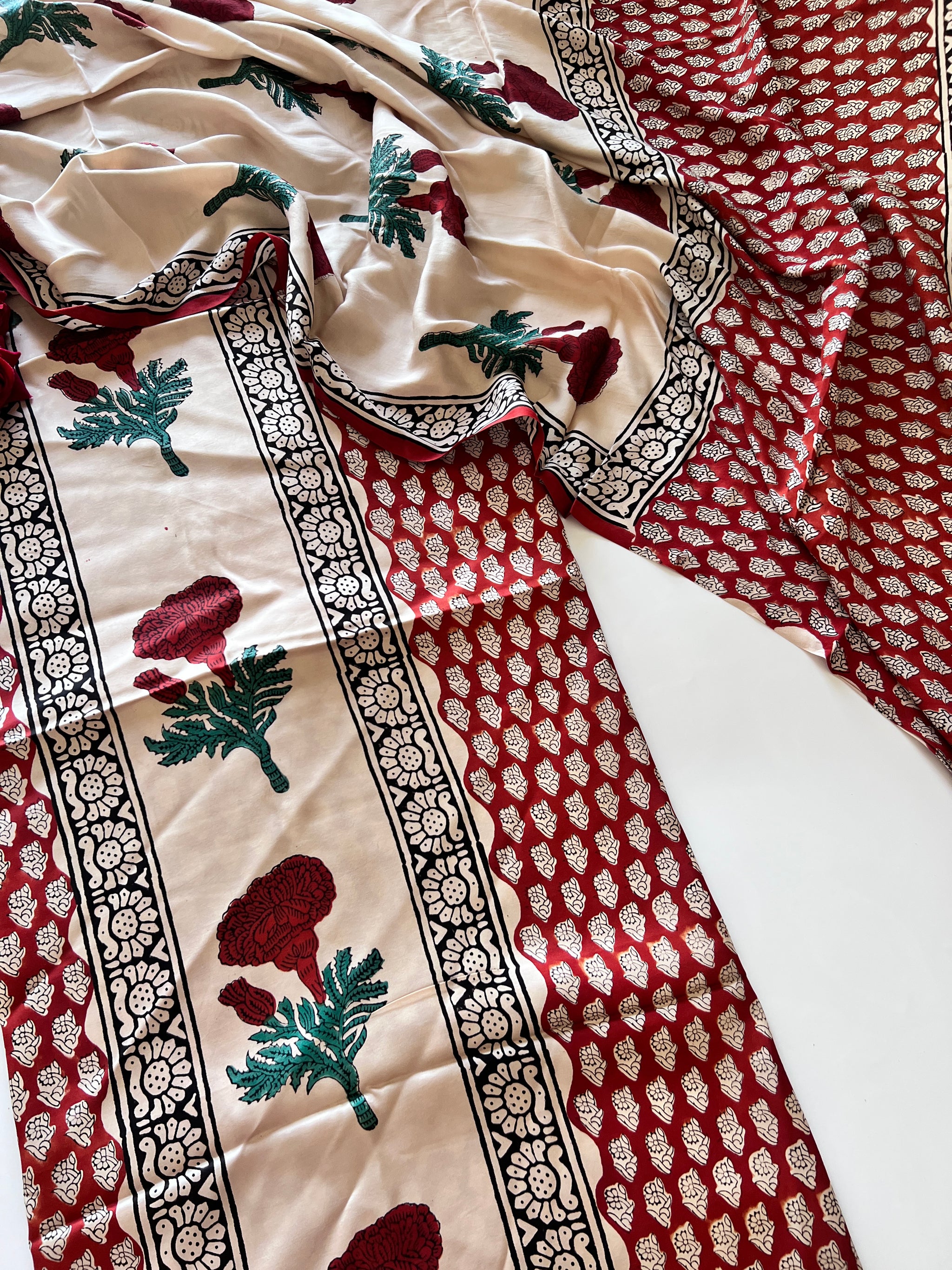 Original Handblock Ajrakh print on Modal fabric Unstitched suit set