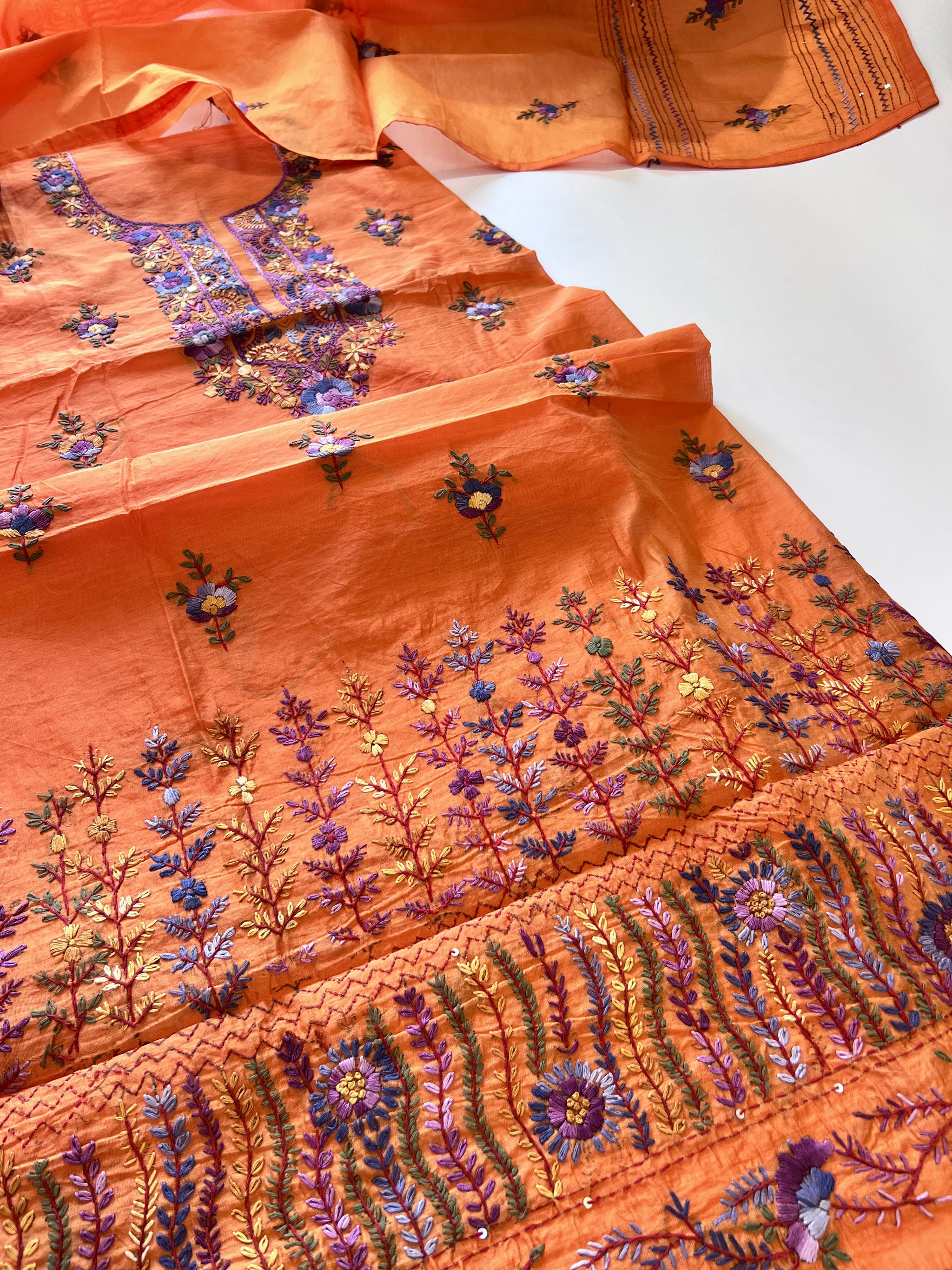 Knot embroidery Unstitched suit material 2 pc