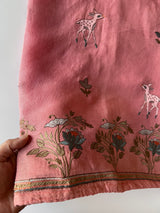 Pure linen Shikargah embroidered unstitched suit.