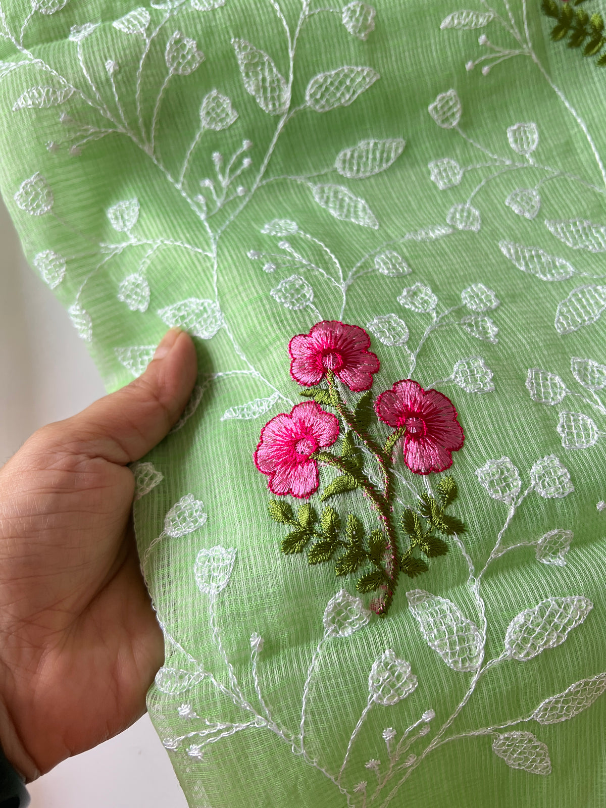 Green Kotta floral embroidered kurta dupatta set Unstitched