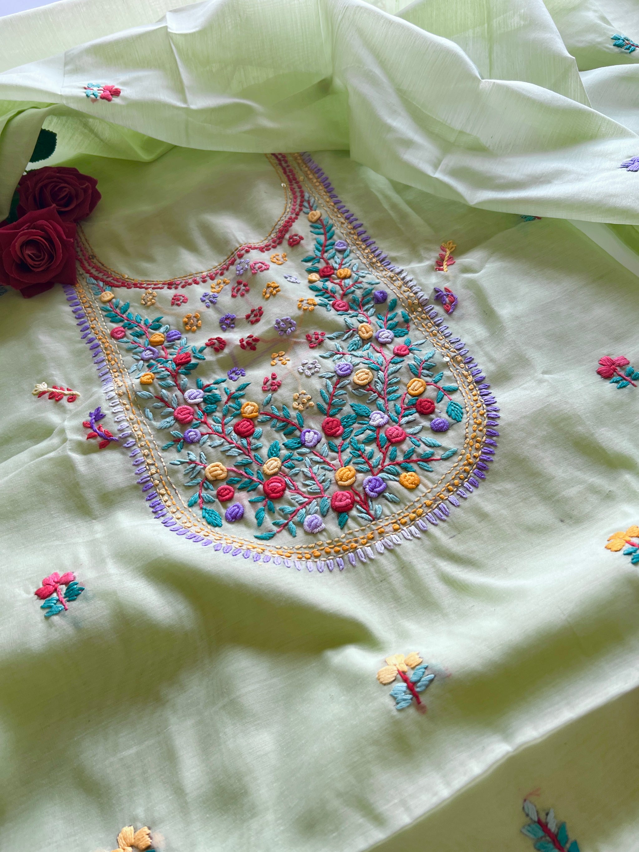 Knot embroidery Unstitched suit material