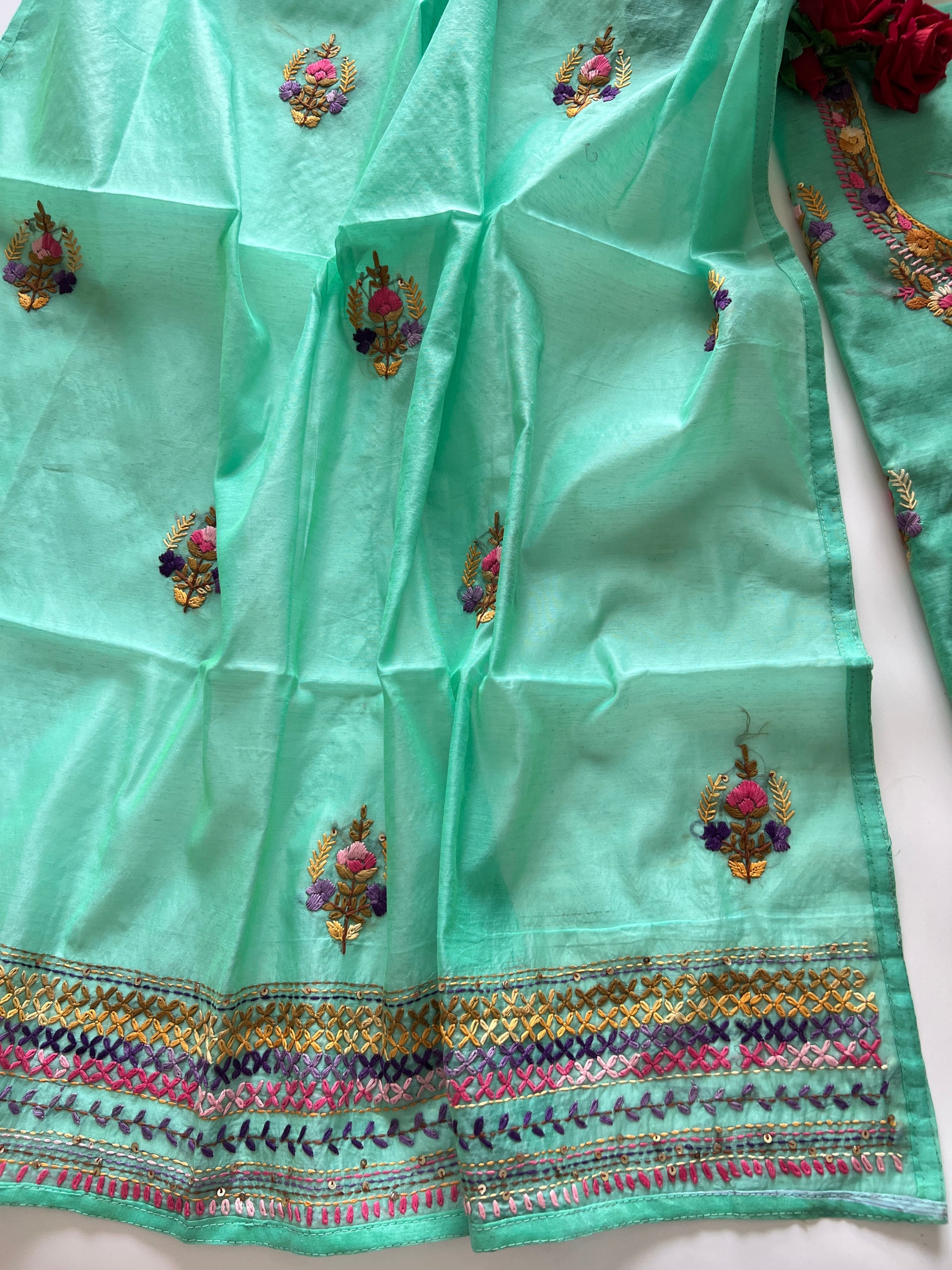 Knot embroidery Unstitched suit material 2 pc