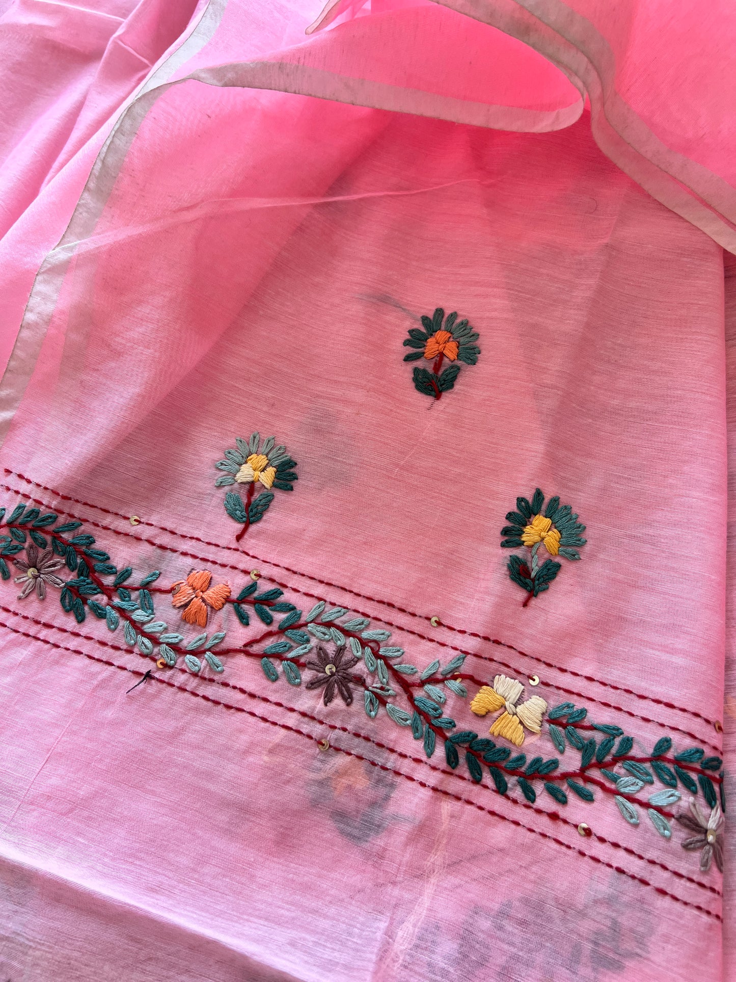 Knot embroidery Unstitched suit material 2 pc