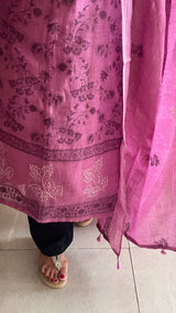 Purple Pure Linen embroidered premium unstitched dress material