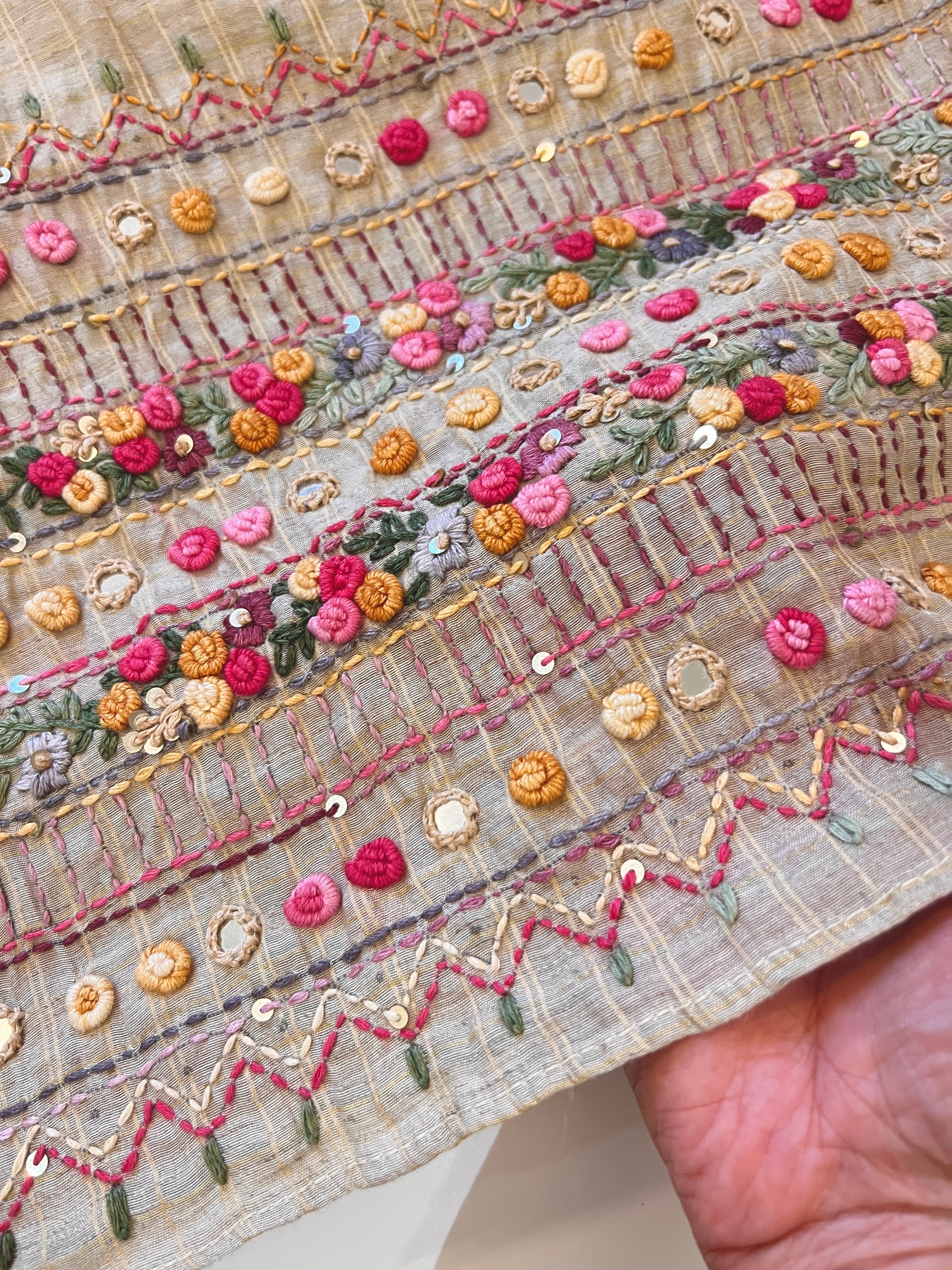 Khadi cotton knot embroidery Unstitched suit
