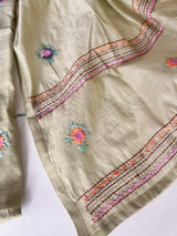 Pista Green Chanderi embroidered kurta dupatta set