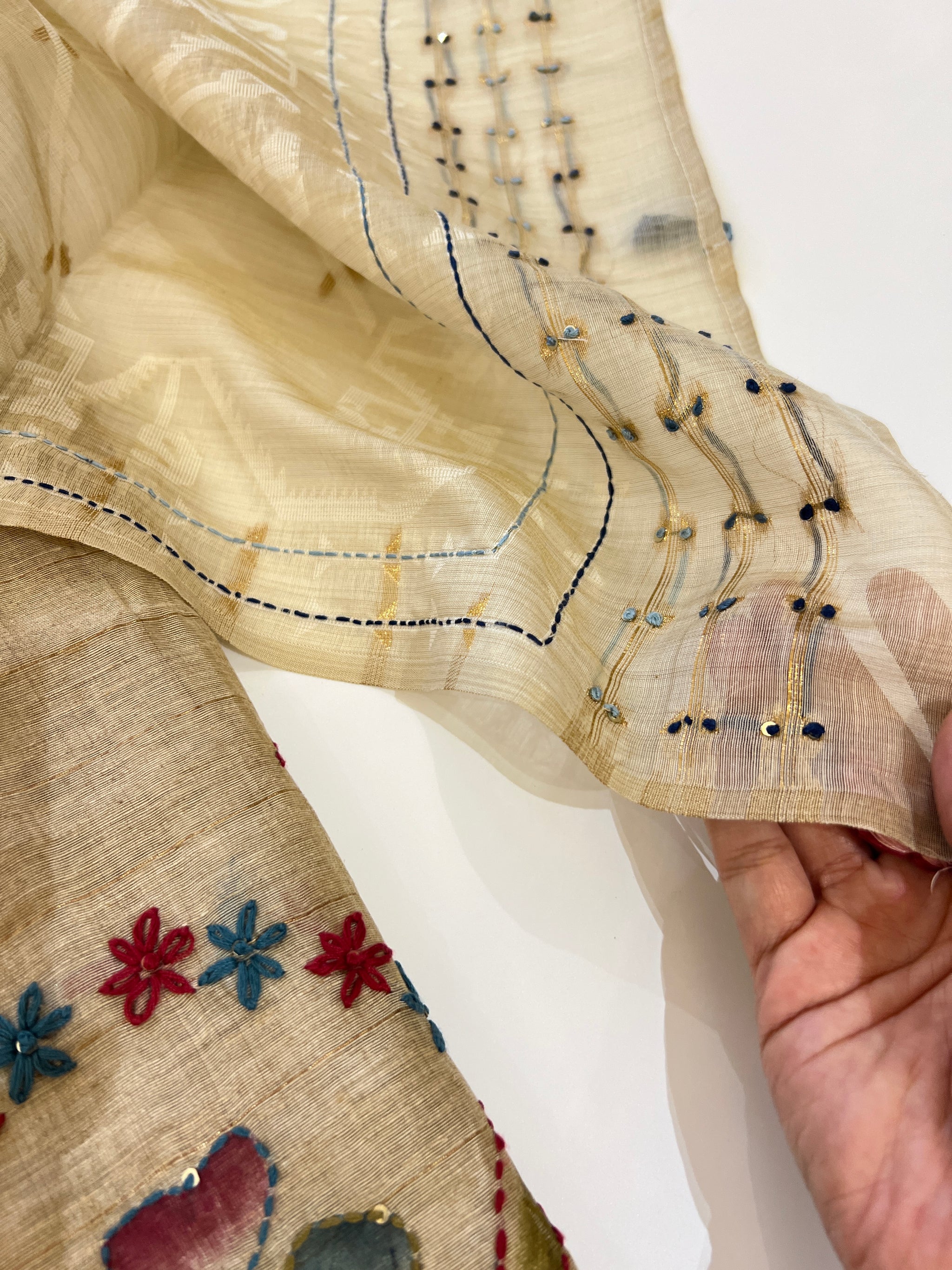 Khadi cotton embroidery Designer Unstitched suit