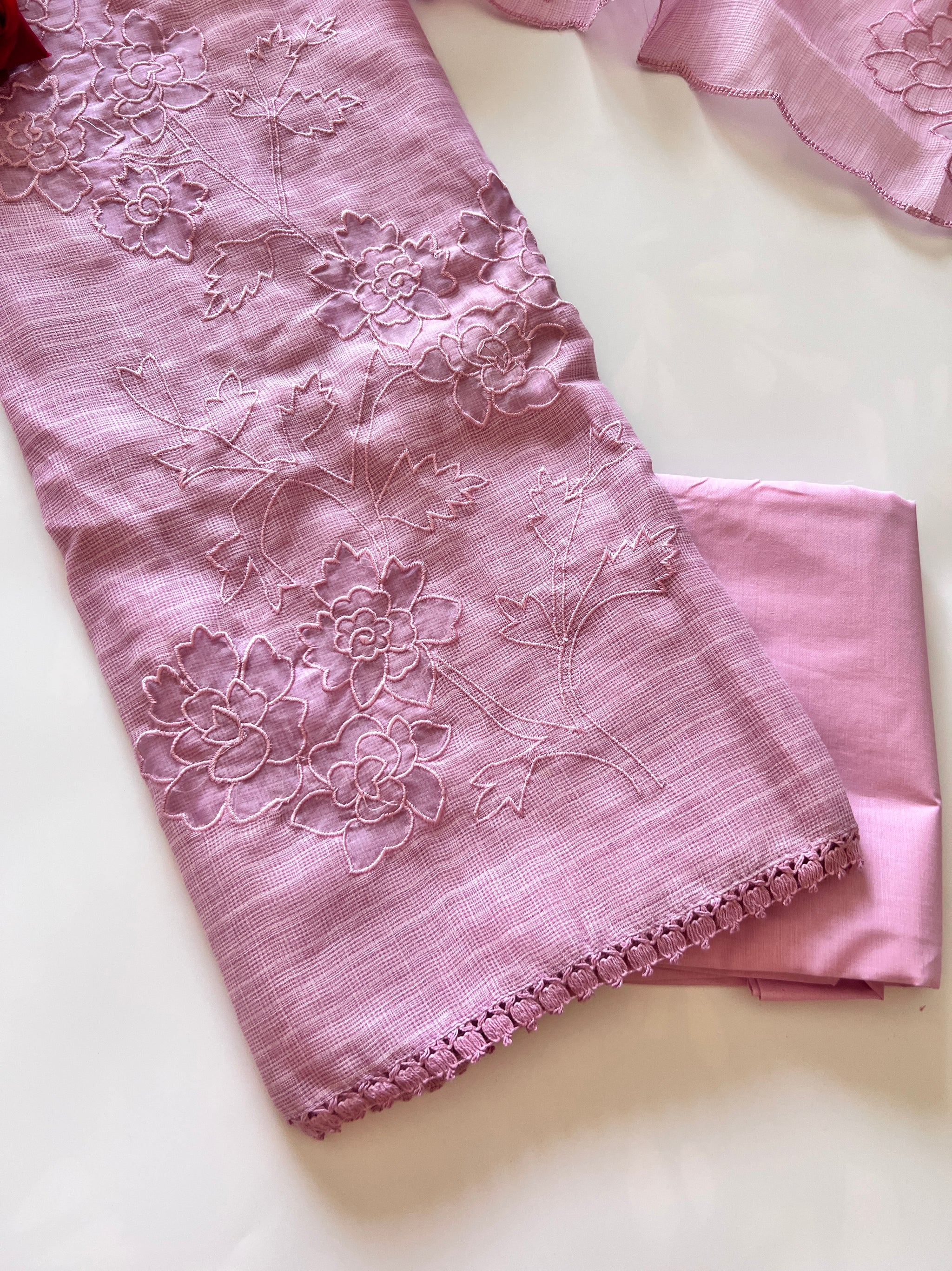 Purple Kotta cutwork Embroidered Unstitched Suit