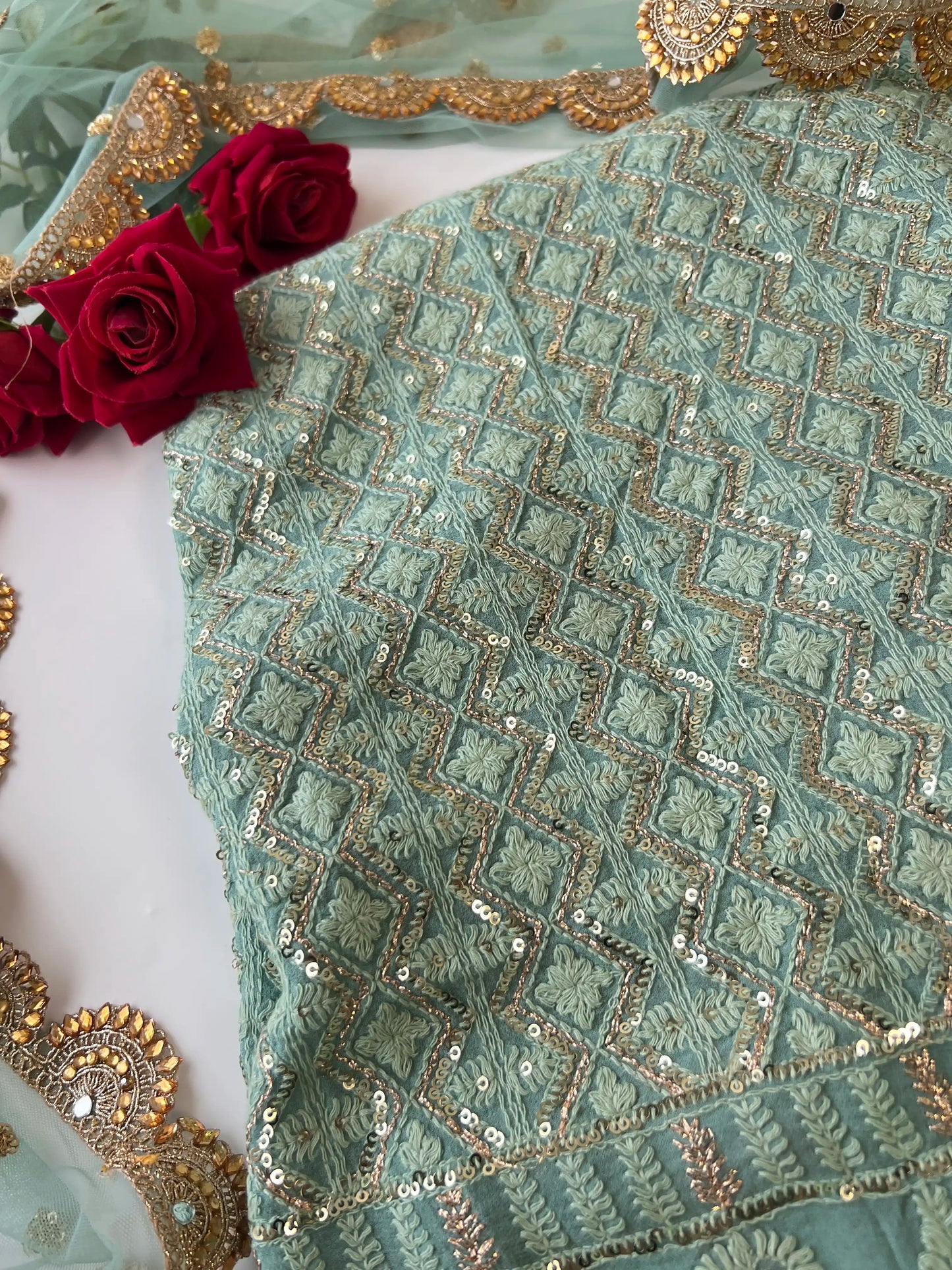 Designer Georgette Embroidered Unstitched Suit set