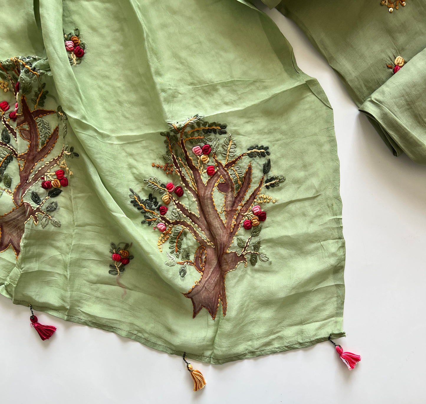 Knot embroidery Masleen Silk Designer Unstitched suit