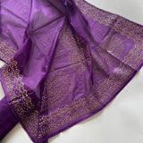 Purple Mul Chanderi dress material with mukaish -Paisley