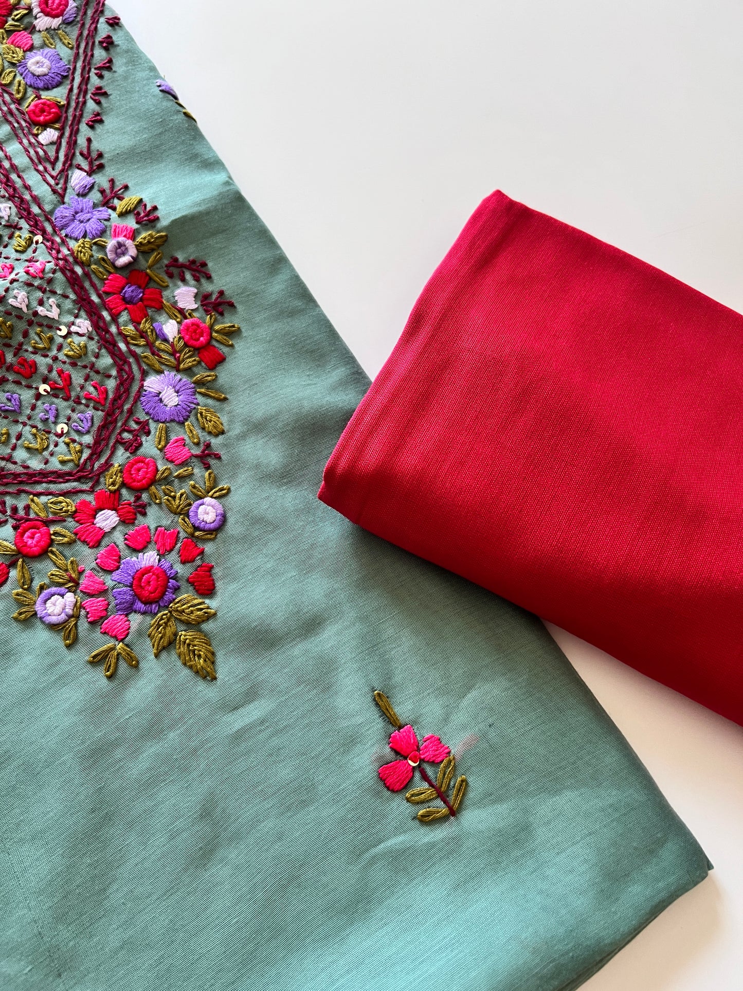Knot embroidery Unstitched suit material