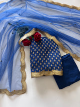 Blue Banarsi Georgette Embroidered Unstitched Suit set