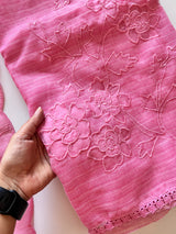 Pink Kotta cutwork Embroidered Unstitched Suit