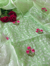 Green Kotta floral embroidered kurta dupatta set Unstitched