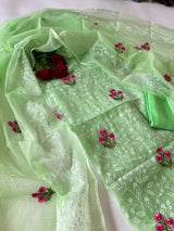 Green Kotta floral embroidered kurta dupatta set Unstitched