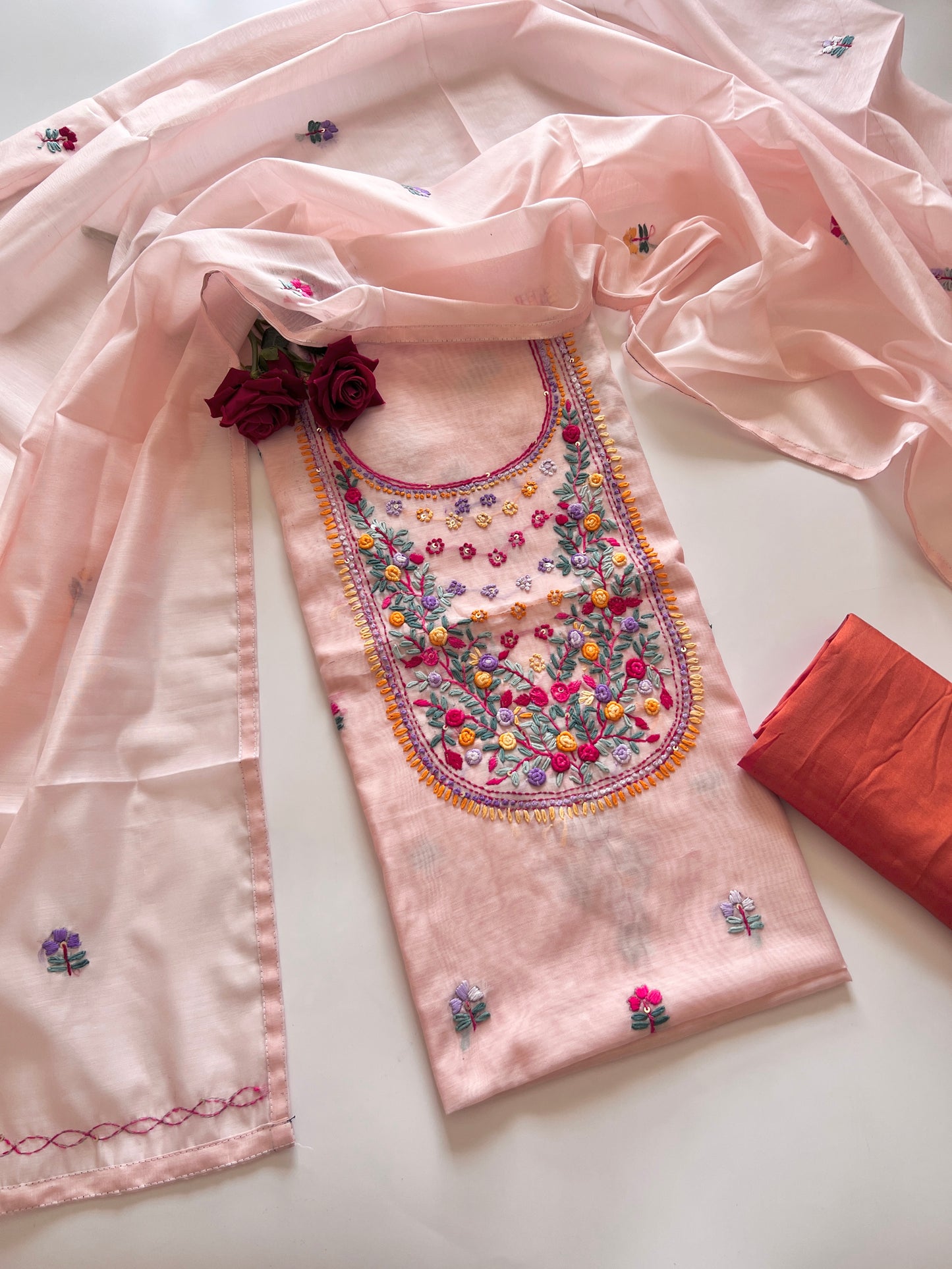Knot embroidery Unstitched suit material