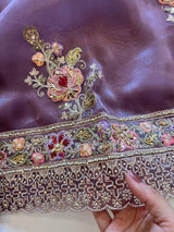 Purple Tissue partywear embroidered suit set unstitched