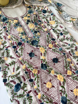 Chanderi Phulkari embroidery Unstitched suit material