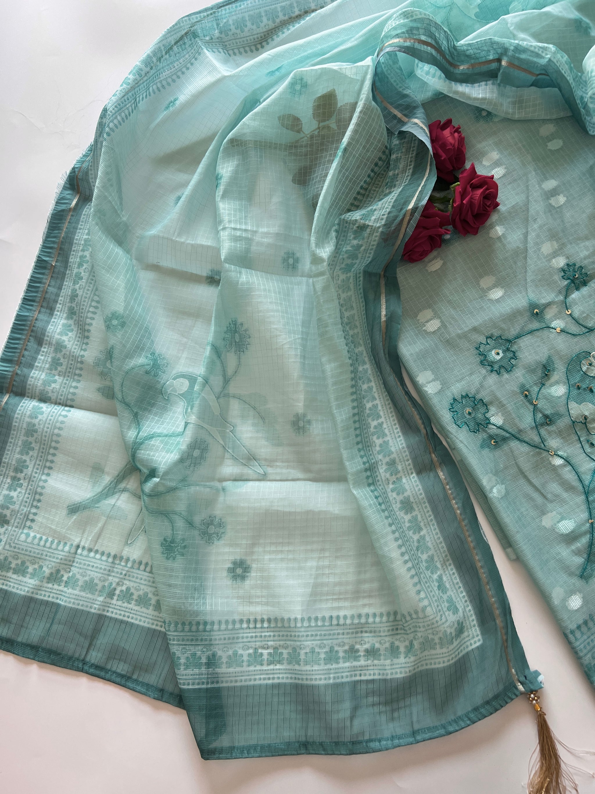 Bird Embroidered Unstitched Suit