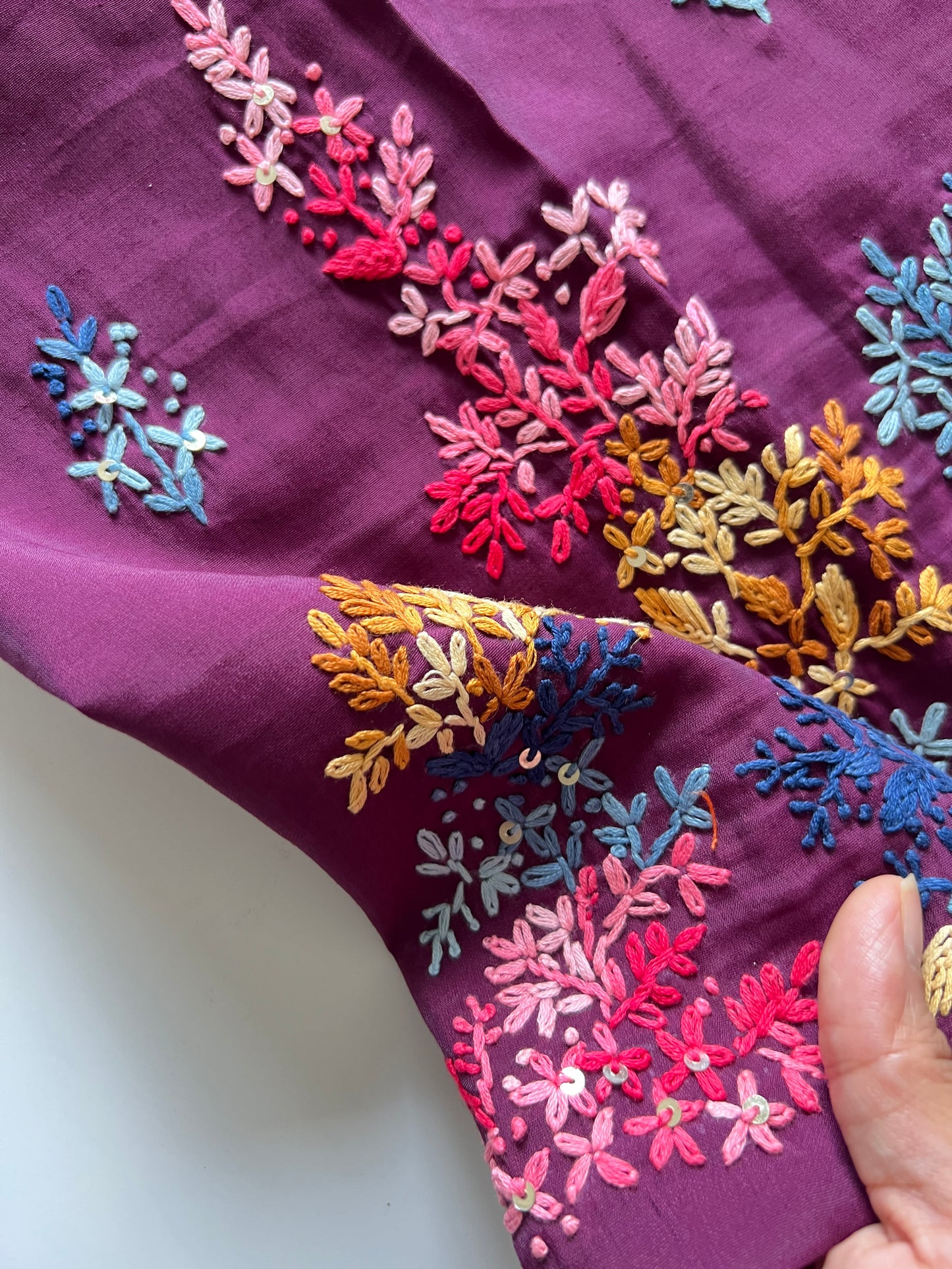 Knot embroidery Masleen Silk Designer Unstitched suit