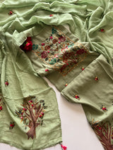 Knot embroidery Masleen Silk Designer Unstitched suit