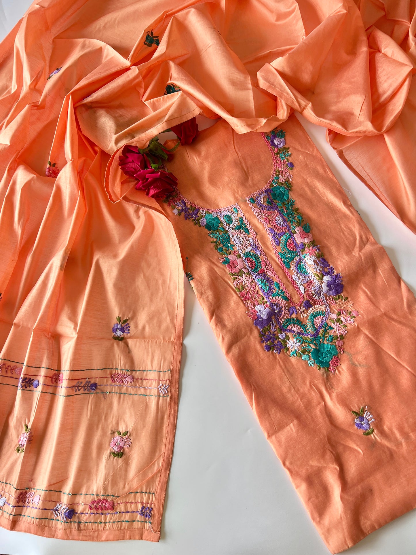 Knot embroidery Unstitched suit material 2 pc