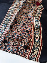 Black Original Handblock Ajrakh print on Modal fabric Unstitched suit set