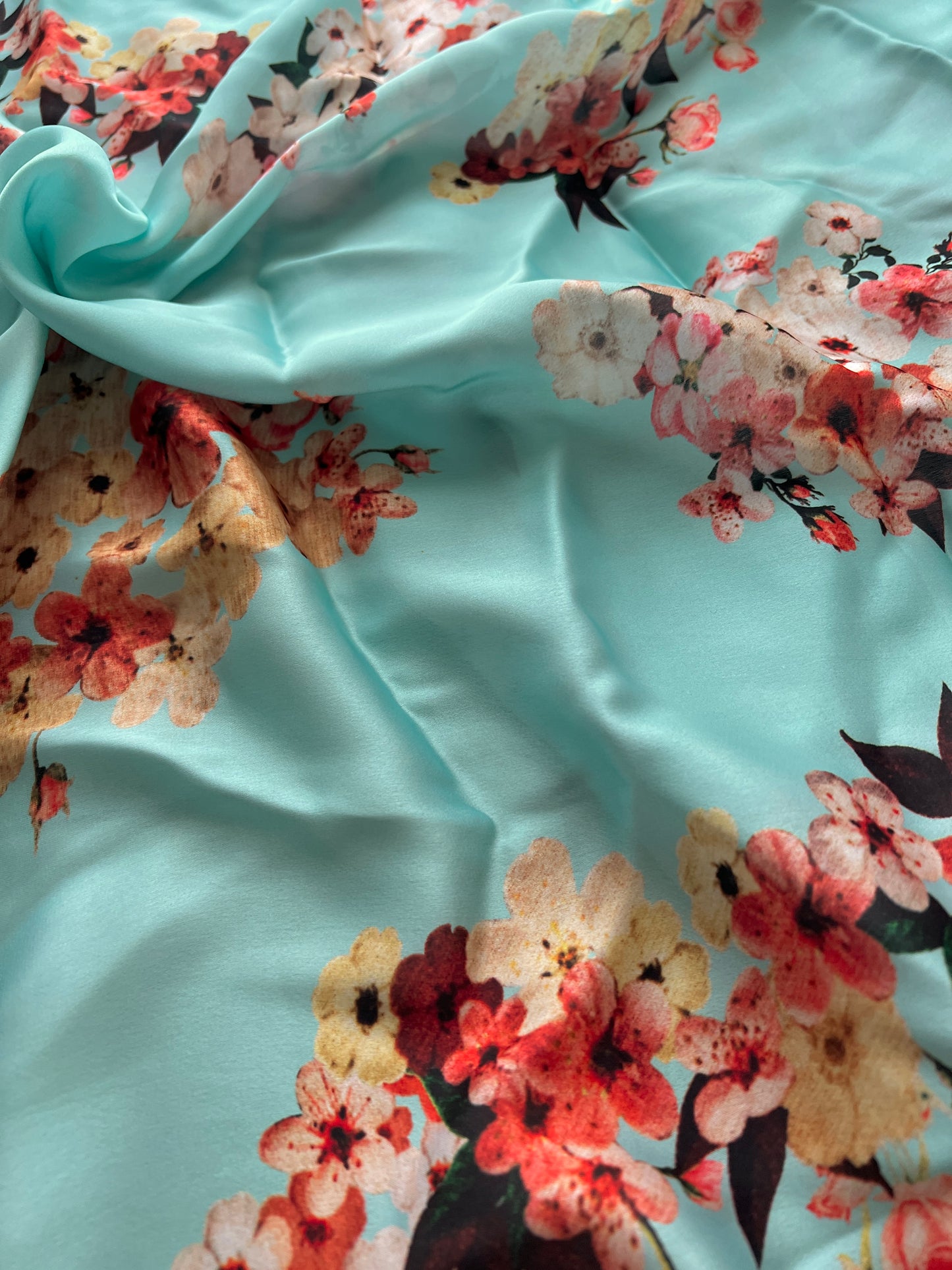 Floral Printed Satin Georgette fabric