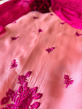 Peach Pink Embroidered Unstitched Suit
