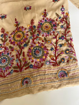 Beige Knot Embroidery Unstitched suit set 2 pc