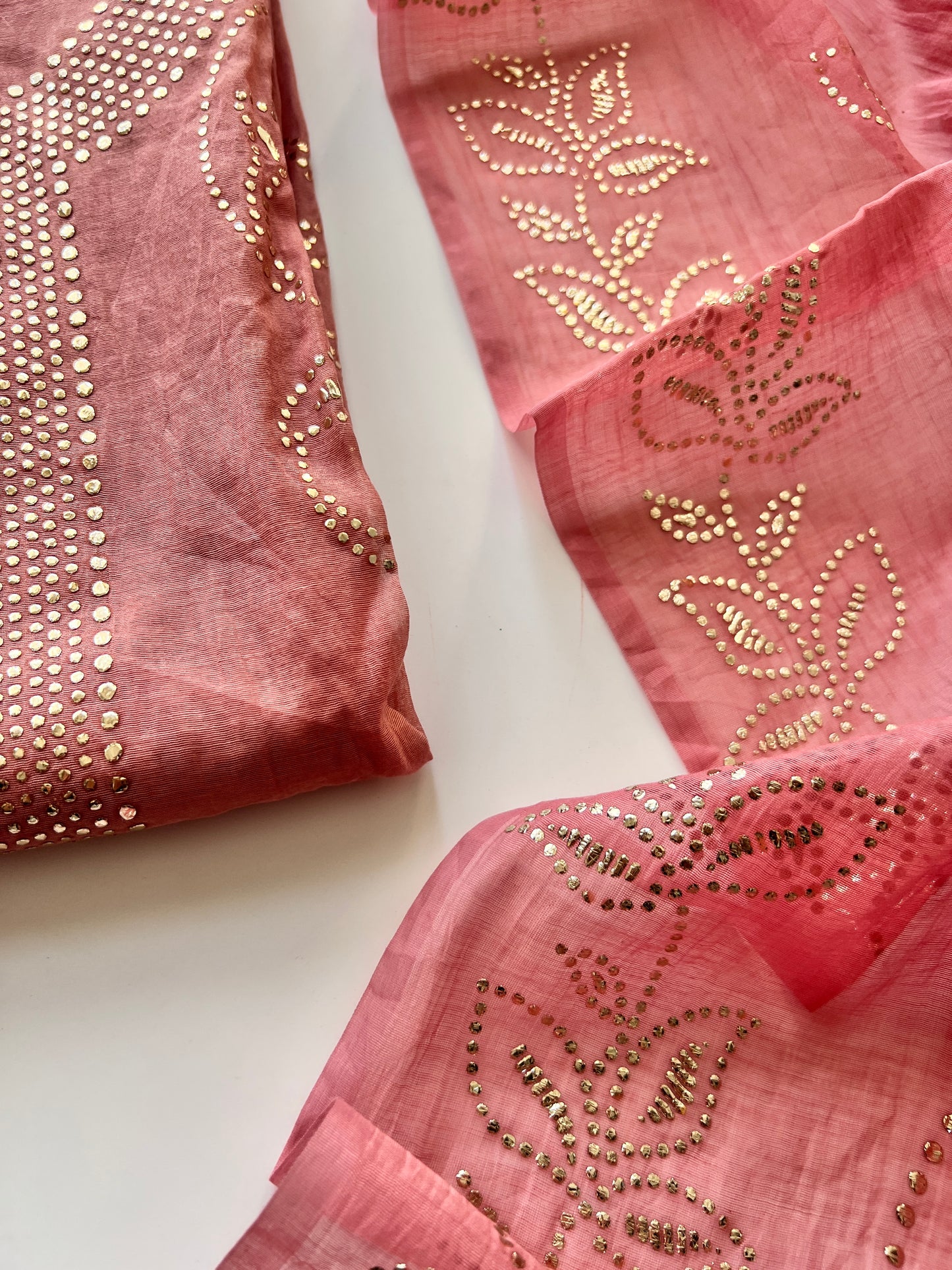 Mul Chanderi dress material with mukaish