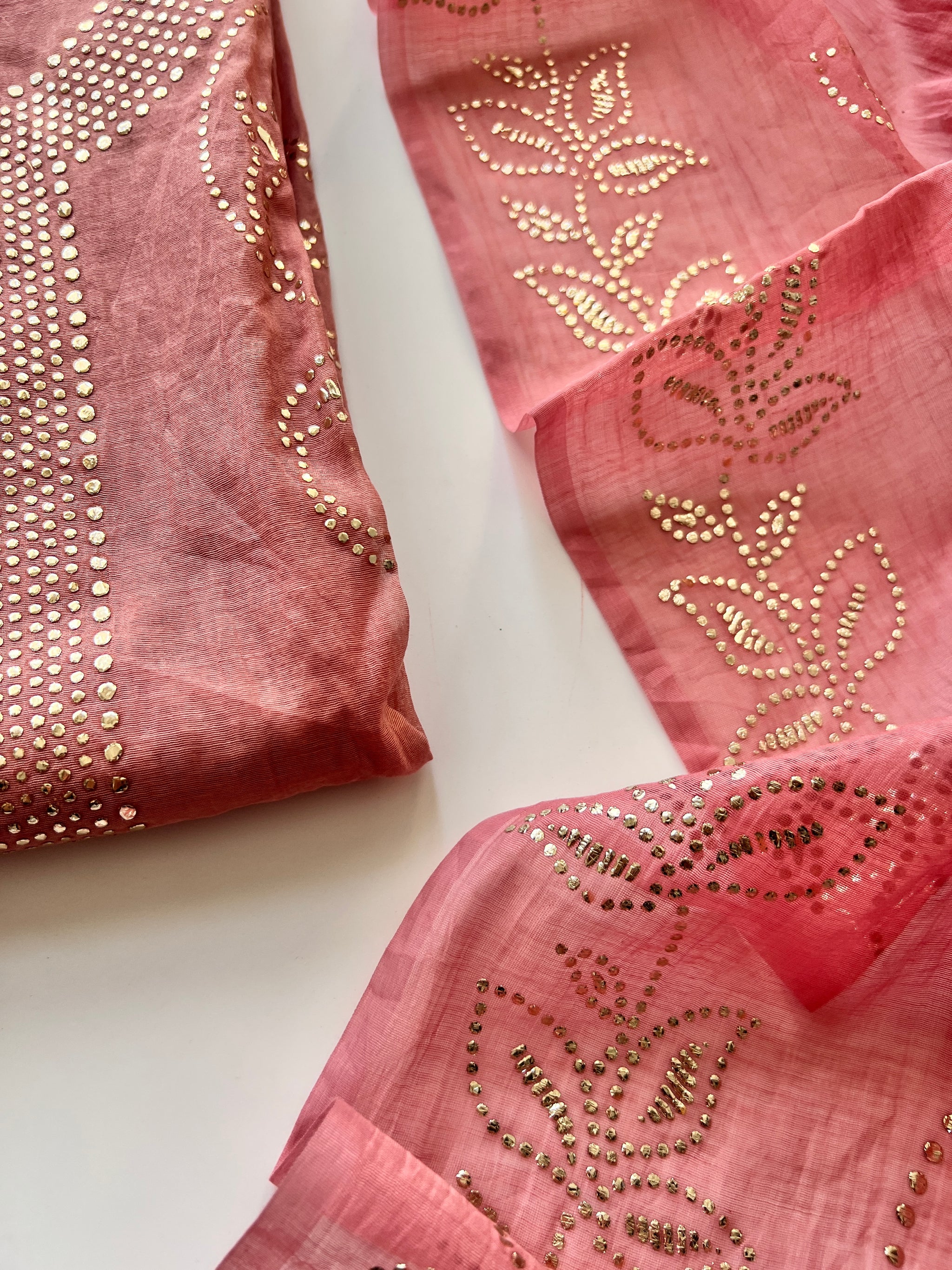 Mul Chanderi dress material with mukaish