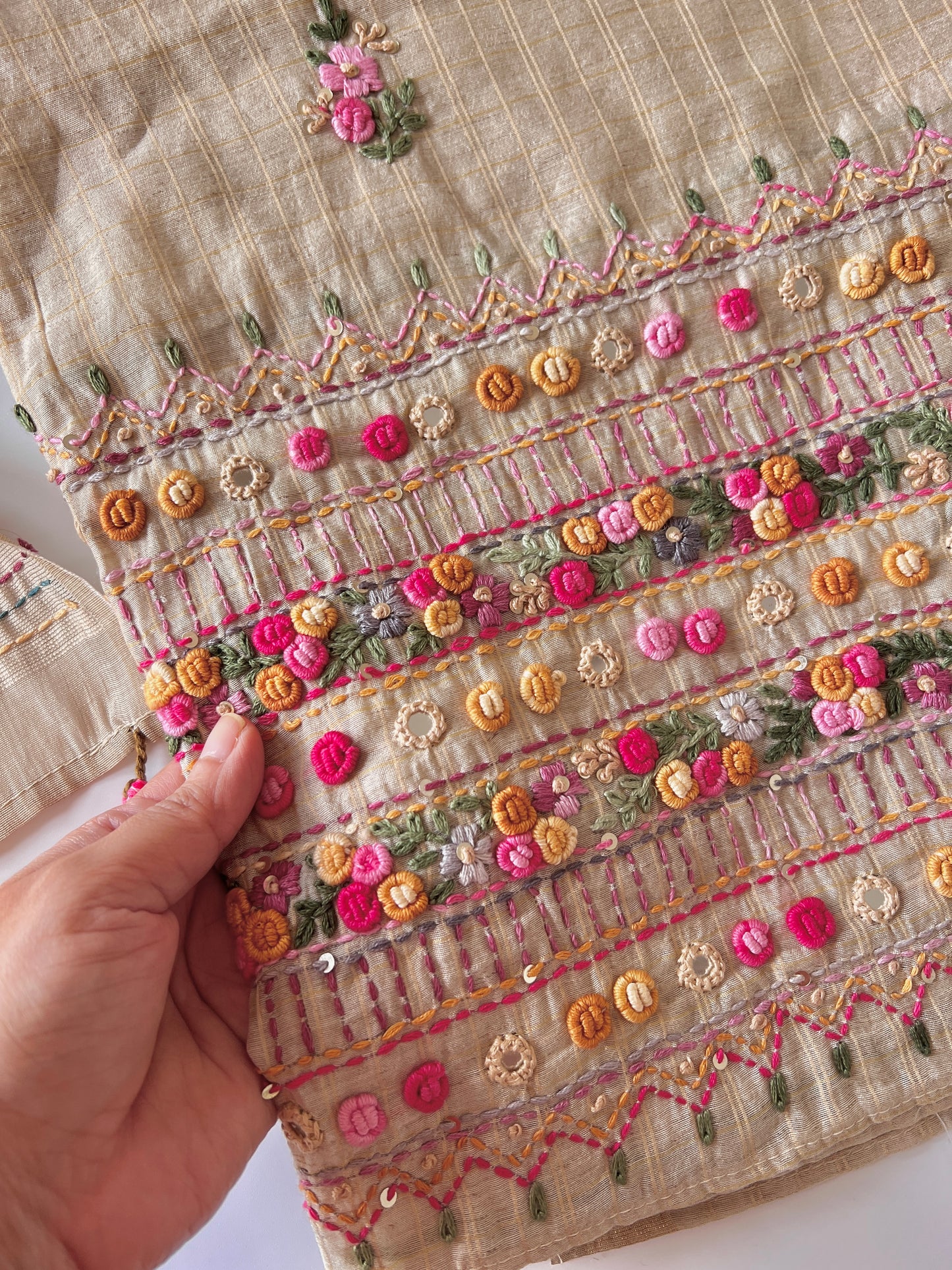 Khadi cotton knot embroidery Unstitched suit