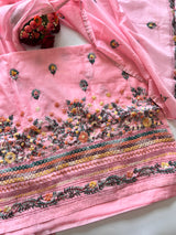 Knot embroidery Unstitched suit material 2 pc