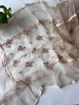 Organza Designer dupatta with floral embroidery