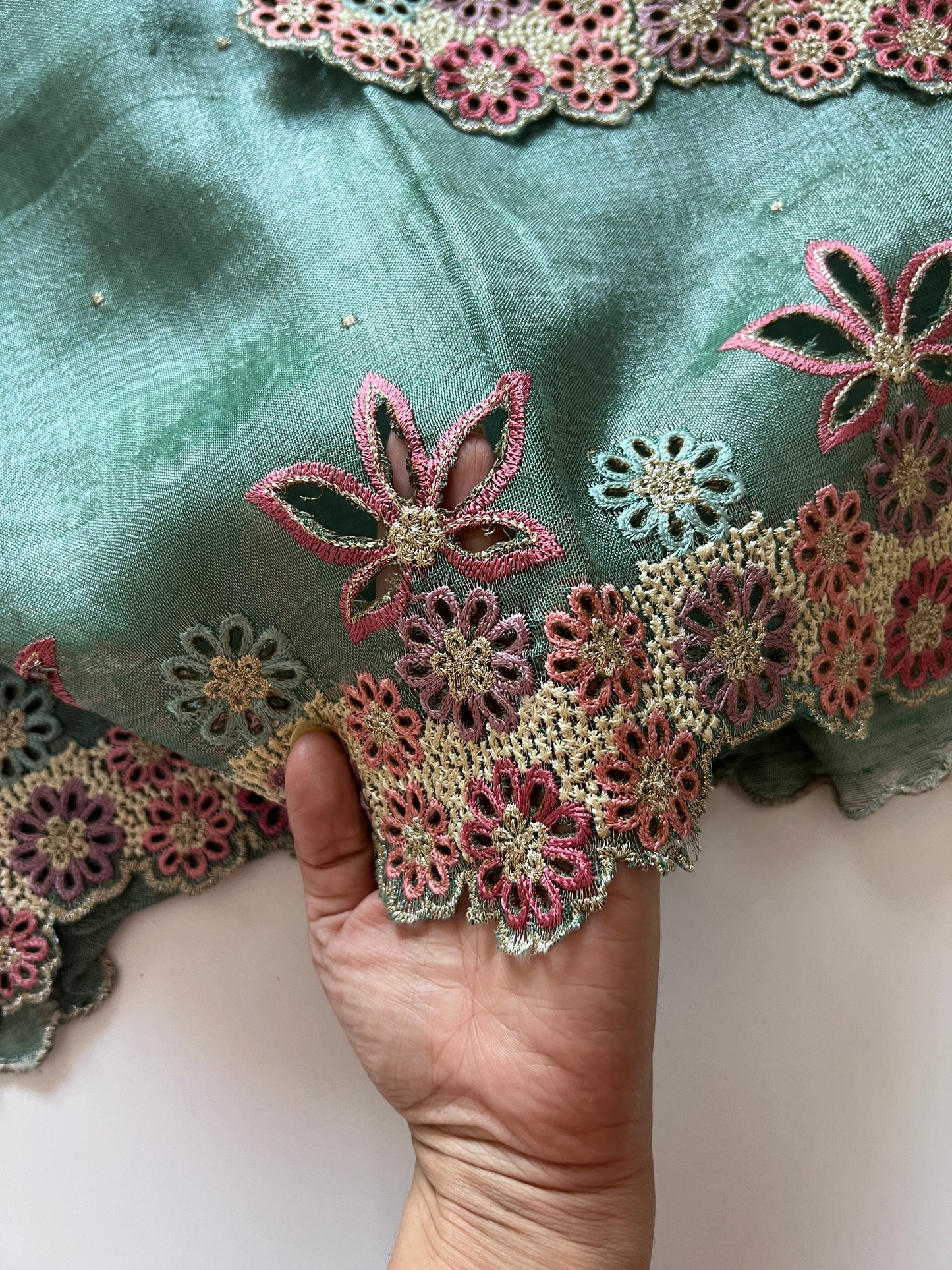Pure Linen Tissue Cutwork designer unstitched dress material