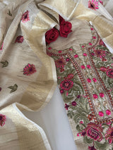 Floral Embroidery kotta shimmer Dress material